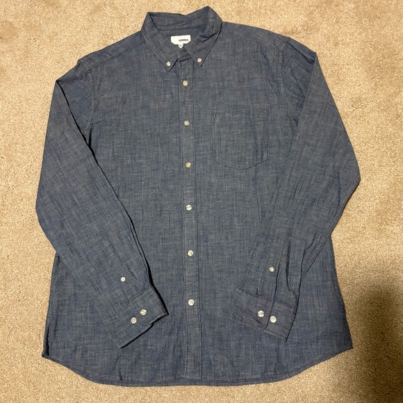 Sonoma Mens Button Down Dress Shirt Long Sleeve Navy Blue Linen Texture, Sz XL - Picture 1 of 6